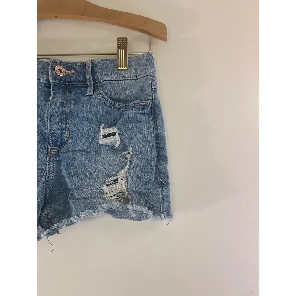 ABERCROMBIE & FITCH Girl’s High Rise Shortie Distressed Jean Shorts /Size: 13/14